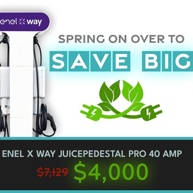 Image of the JuicePedestal 40 amp to charge your electric vehicle.