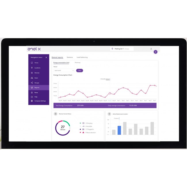 Image of JuiceNet Enterprise software, reports page .