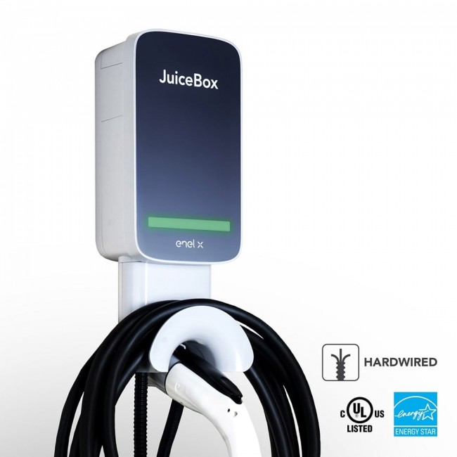 Image of a hardwired JuiceBox 40 EV charger .