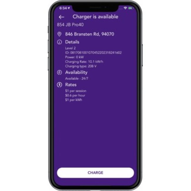 JuiceNet EV charging app image for commercial charging .