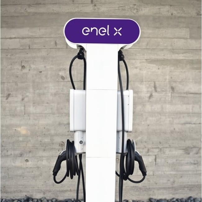 Portrait of the JuicePedestal 40-amp EV charger.