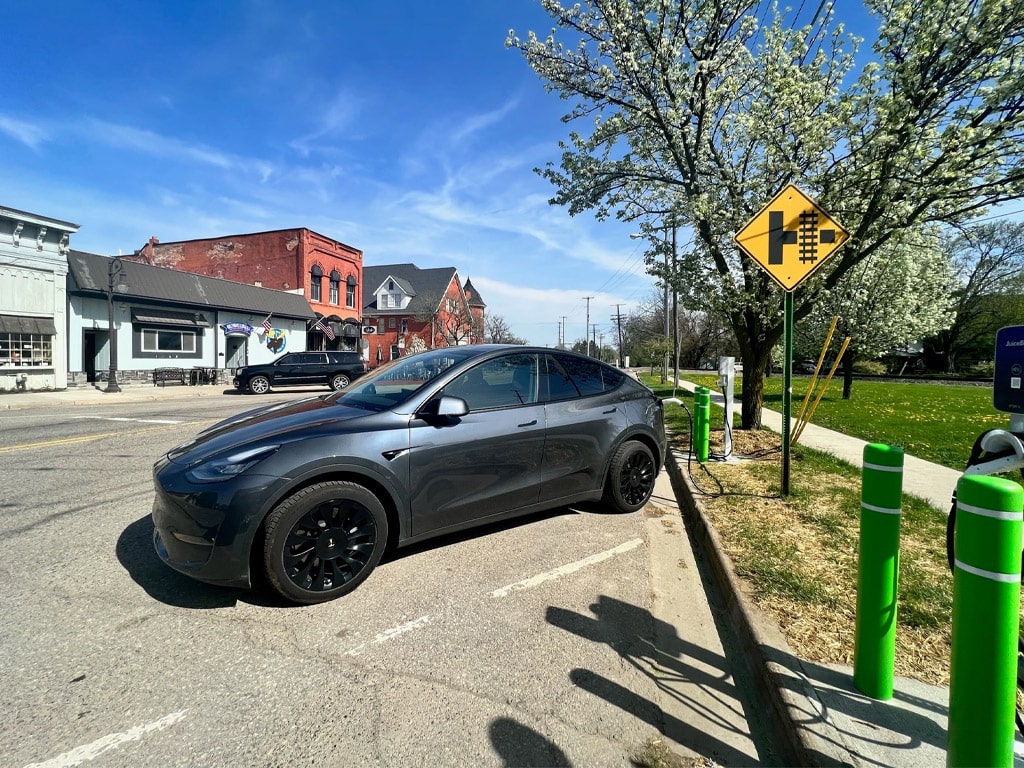 gray EV charging